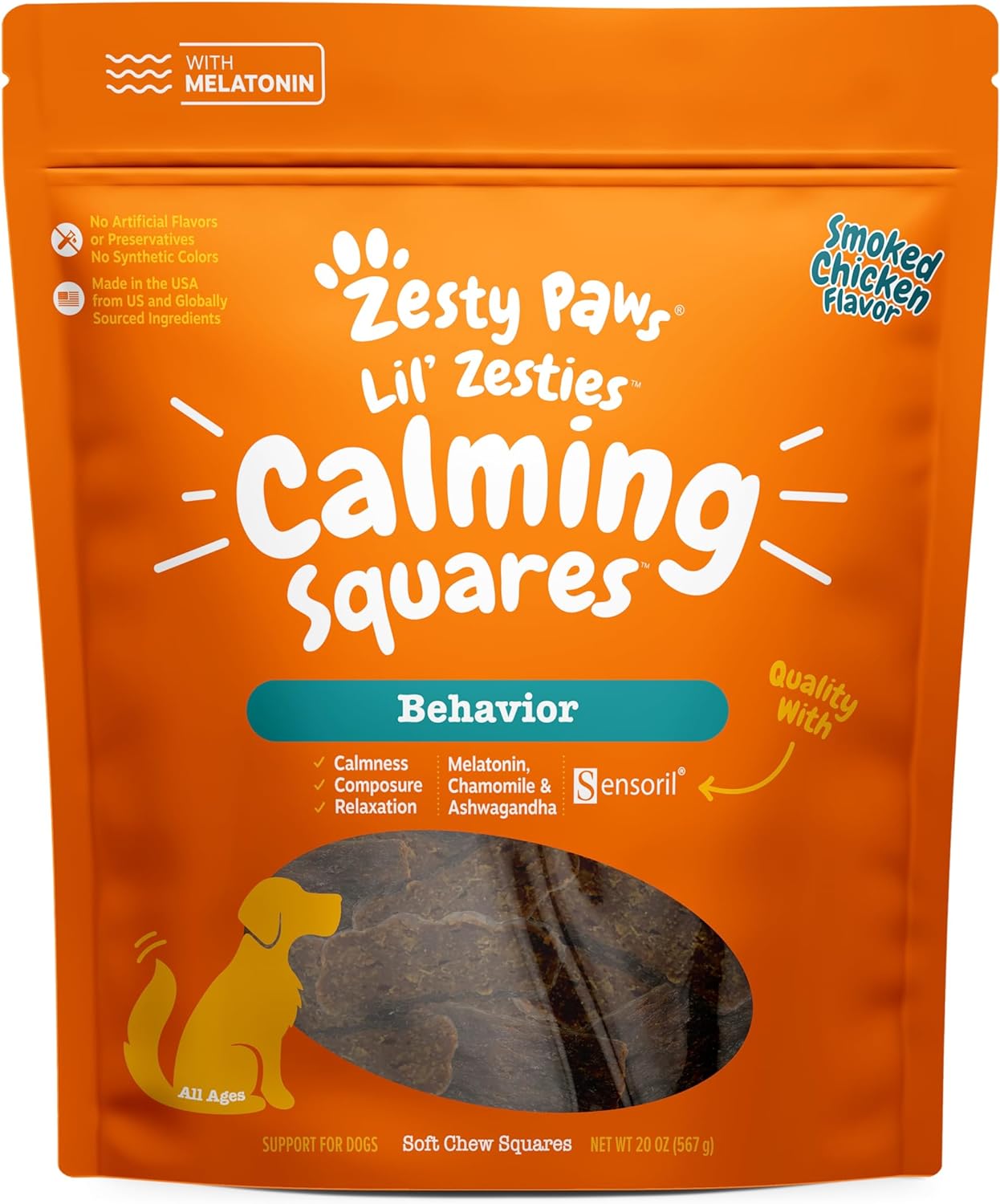 Zesty Paws Flavored Soft Chews - Calming For Dogs Anxiety Composure Relief With Ashwagandha Melatonin Chamomile Passionflower Dog Stress Separation Aid For Fireworks And Thunder 20 Oz…