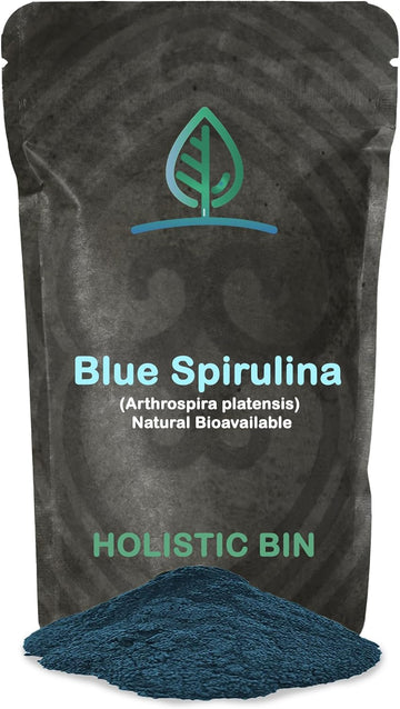 Holistic Bin Blue Spirulina Powder Organic Blue Green Algae Powder for Supplements, Smoothies, & Baked Goods | Rich Source of Vegan Protein, Vitamins, & Phytonutrients (50 Grams)