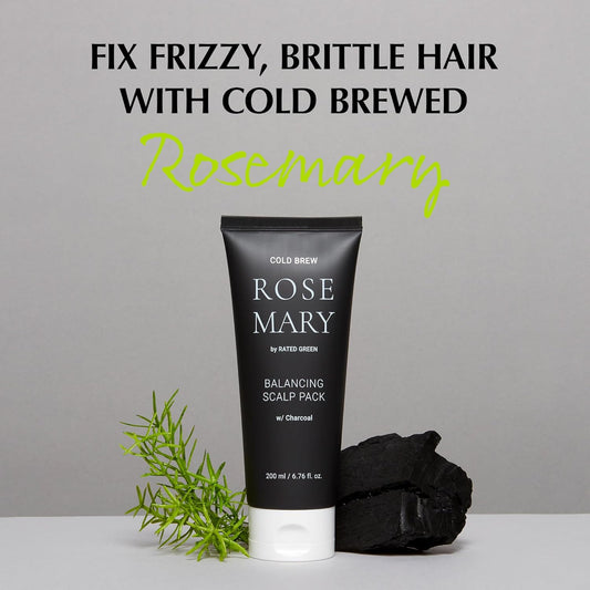 RATED GREEN COLD BREW Rosemary Balancing Scalp Pack w/Charcoal | Korean Hair Care Hair Conditioning Mask | Deep Conditioning Hair Mask for Dry Damaged Hair | Hydrating Hair Mask, 6.76 Fl. Oz