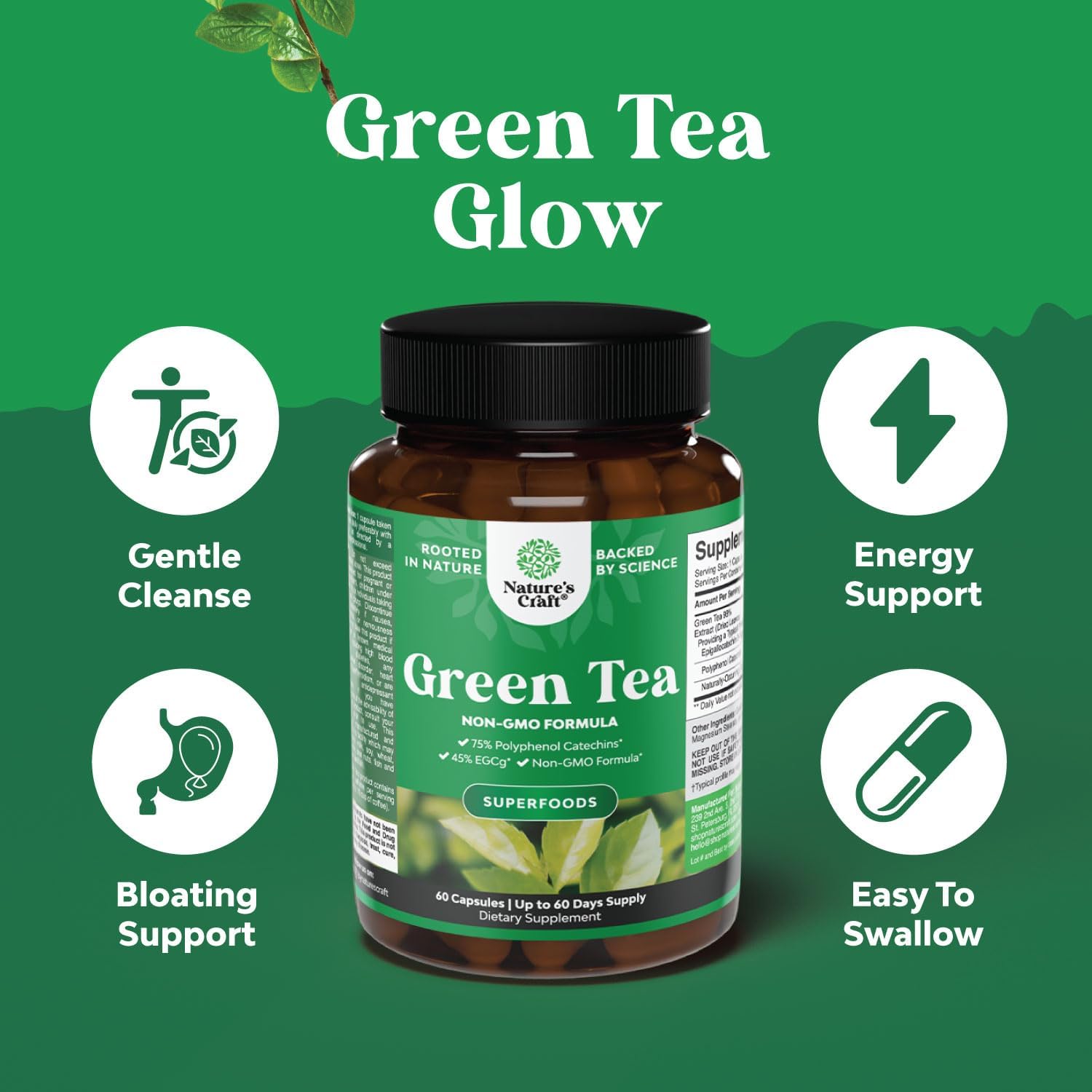 Green Tea Extract Capsules - Pure Extract - Weight Loss Pills - Burn Belly Fat - Metabolism Booster - Lose Weight Fast - for Men and Women Natural Detox Cleanse : Health & Household