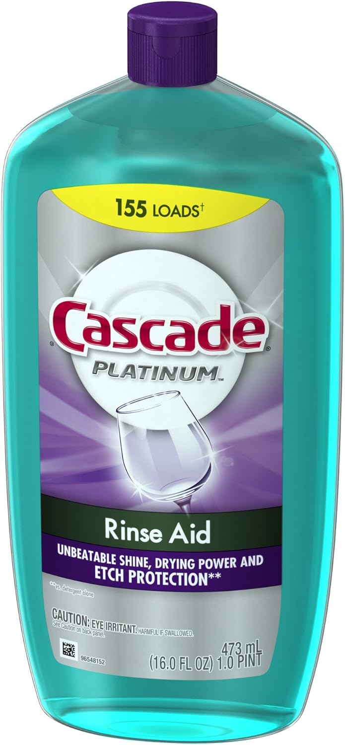 Cascade Rinse Aid Platinum Dishwasher Agent, Regular, 16 Fluid Ounce (Pack of 6) : Health & Household