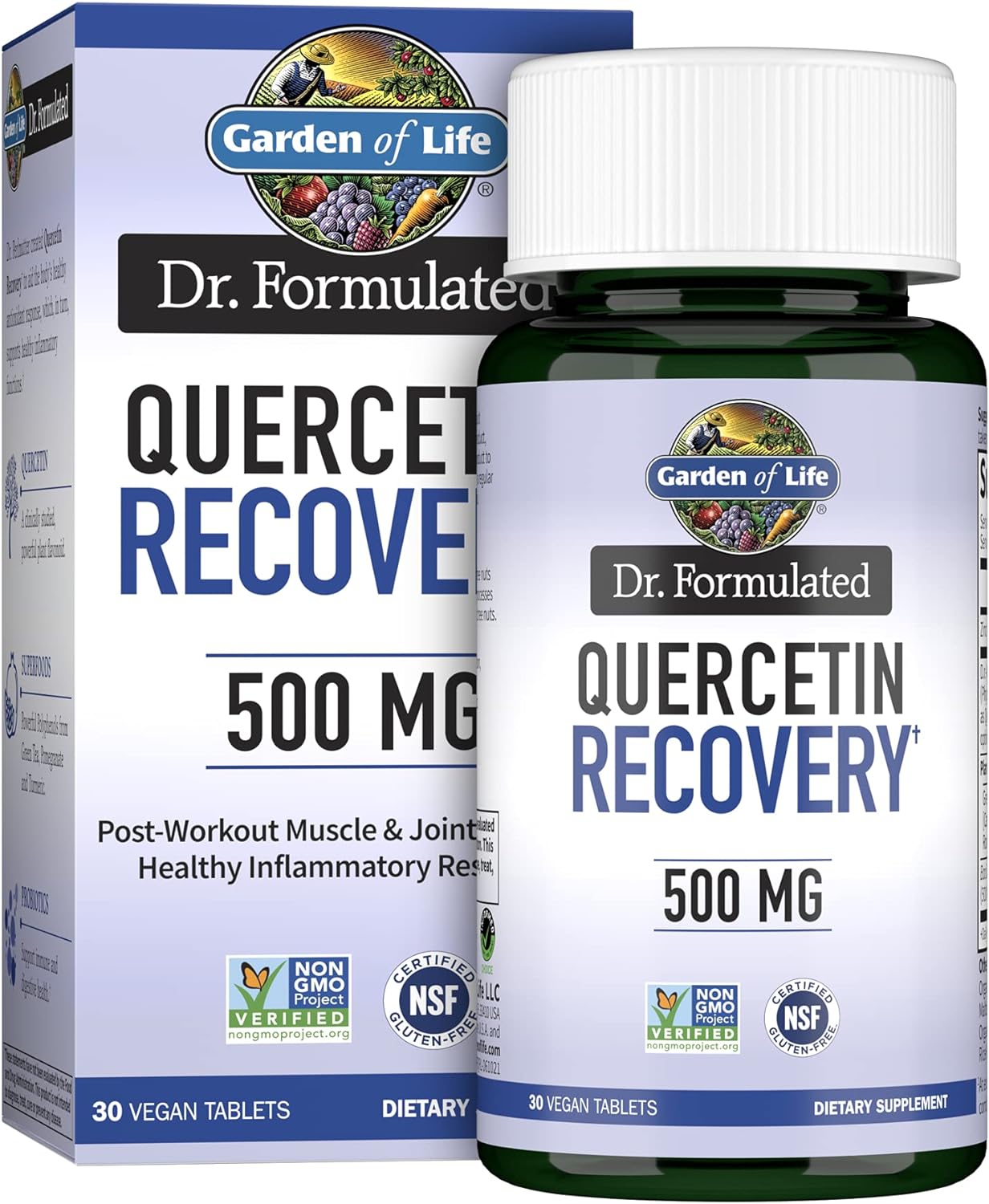 Garden of Life Quercetin Post Workout Recovery with Zinc, Turmeric & Green Tea ? Dr Formulated ? Healthy Inflammatory Response & Joint Support - Gluten Free, Non GMO, Carbon Neutral ? 30 Tablets