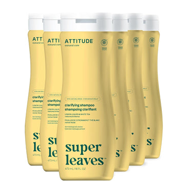 Attitude Clarifying Hair Shampoo, Ewg Verified, Restores Shine, Naturally Derived Ingredients, Vegan And Plant Based, Lemon Leaves And White Tea, 16 Fl Oz (Pack Of 6)