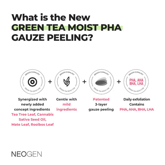 Dermalogy By Neogenlab Pha Gauze Peeling - Formulated With Aha Bha Pha Exfoliating & Cleansing Pad (30 - Green Tea)