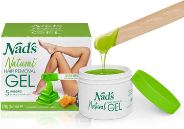 Nad'S Original Natural Hair Removal Gel Wax Kit, Waxing Kit For Body, Arms, Bikini, Legs And Face, No-Heat Formula, Includes 1 Spatula, 5 Reusable Cotton Strips, 3 Cleansing Wipes, Gel Wax 170G