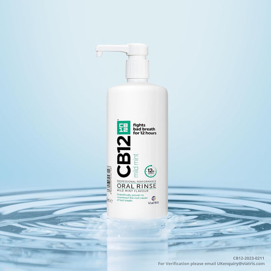 CB12 Mild Mint Mouthwash, Enamel Strengthening, Odour-Free Breath for 12 Hours, 1L (Pack of 2)