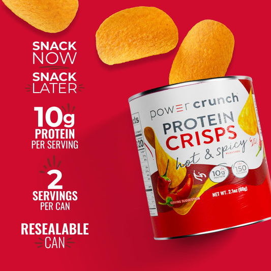 Power Crunch Protein Crisps Variety Pack, Cheddar, Hot & Spicy, Bbq, A Potato Style Protein Chip Snack, 10G Of Protein, 1.05 Ounces Per Serving (2 Of Each Flavor)