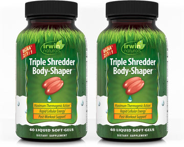 Irwin Naturals Triple Shredder Body-Shaper - 60 Liquid Soft-Gels, Pack Of 2 - Post-Workout Support With Bcaas, Vitamin D3 & Fish Oil - 40 Total Servings