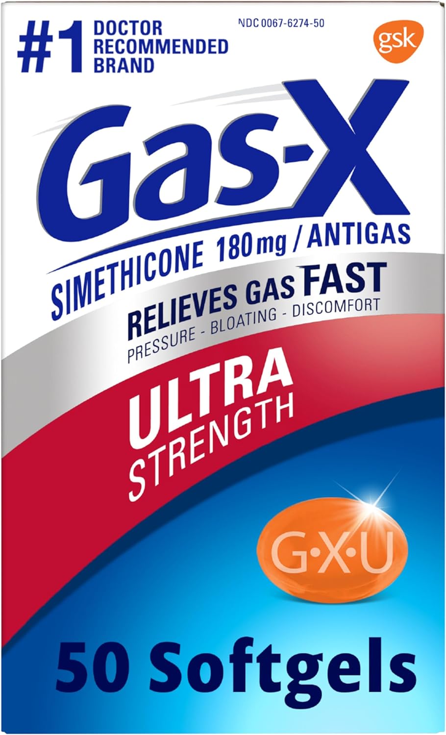 Gas-X Ultra Strength Gas Relief Softgels With Simethicone 180 Mg For Bloating Relief - 50 Count