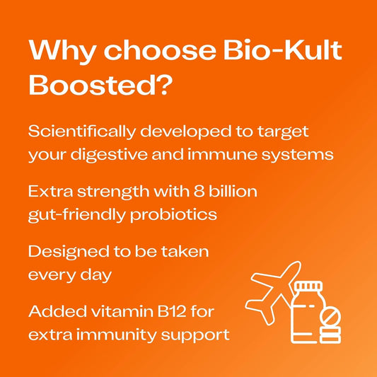 Bio-Kult Boosted Extra Strength Probiotic Supplement For Gut Health, Immune System Support And Your Digestive Tract, With Vitamin B12 – 30 Capsules