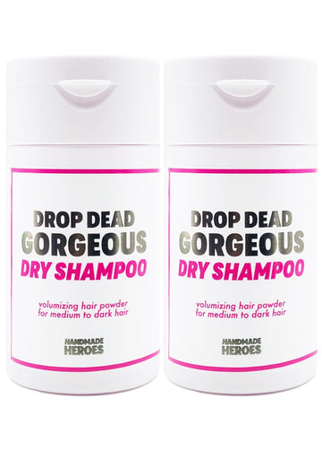 Handmade Heroes Non Aerosol Dry Shampoo Volume Powder | 1.8oz | 100% Natural & Vegan | For Dark Hair & Brunette Hair (2 pc set)