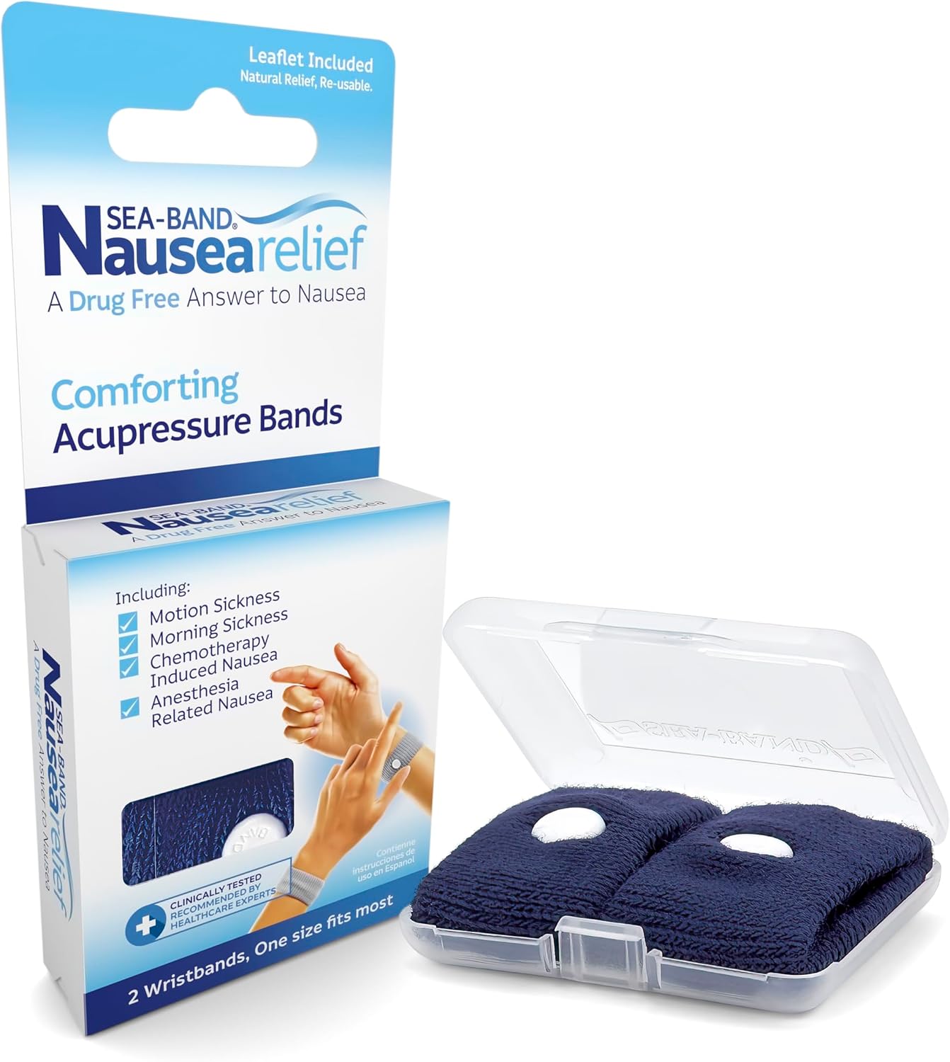 Sea-Band Anti-Nausea Acupressure Wristband For Motion & Morning Sickness - 1 Pair Navy Blue : Sports & Outdoors