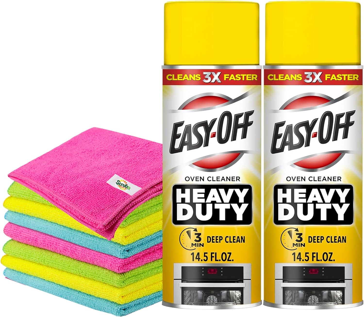 2 Pack Easy Off Oven Cleaner Heavy Duty 14.5 oz, Includes A 6-Pack Microfiber Cleaning Cloths To Clean Oven & Grill