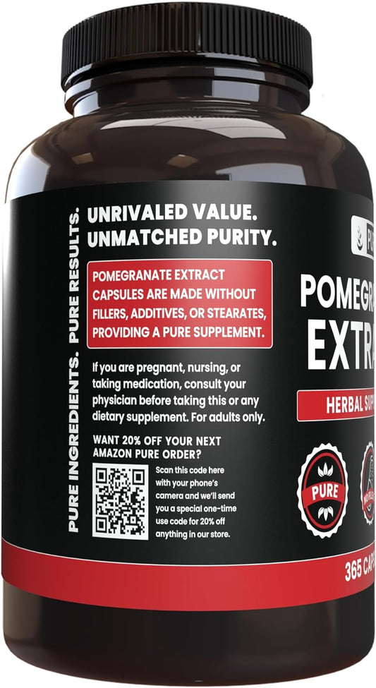 Pure Original Ingredients Pomegranate Extract No Magnesium Or Rice Fillers, Always Pure, Lab Verified (365 Capsules)