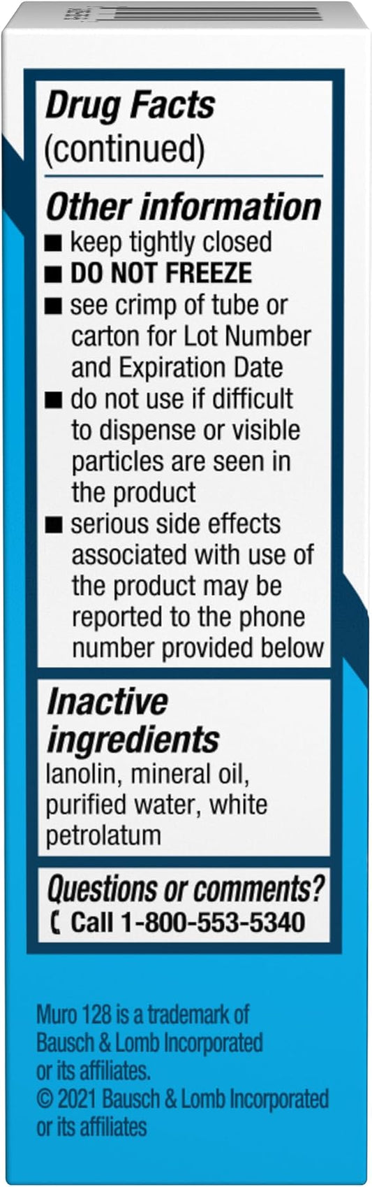 Muro 128 (Sodium Chloride Hypertonicity Ophthalmic Ointment, 5%) Twin Pack, 2 Count (Pack of 1)