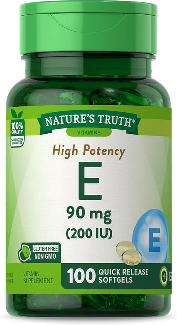 Nature'S Truth Vitamin E Softgels | 200 Iu | 100 Softgels | Non-Gmo & Gluten Free Supplement