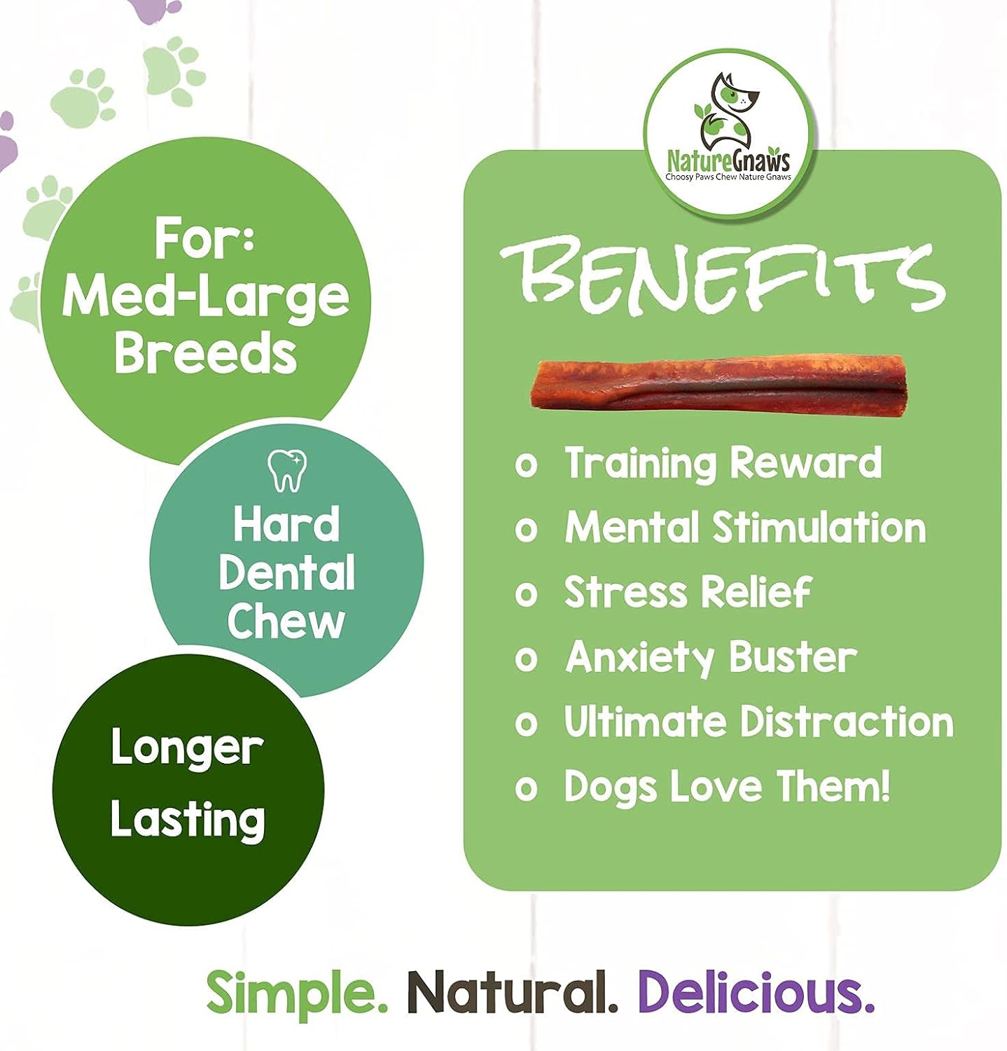 Nature Gnaws Extra Large Bully Sticks for Dogs - Premium Natural Beef Dental Bones - Thick Long Lasting Dog Chew Treats for Aggressive Chewers - Rawhide Free : Pet Supplies