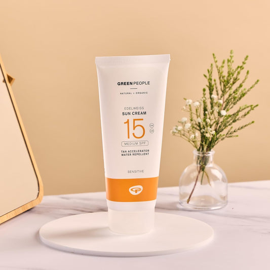 Green People Edelweiss Sun Cream Spf30 100Ml | Travel Size For Hand Luggage | Natural, Organic Sunscreen With Tan Accelerator | Non Comedogenic, Non Greasy | Reef Safe, Cruelty Free | Face & Body