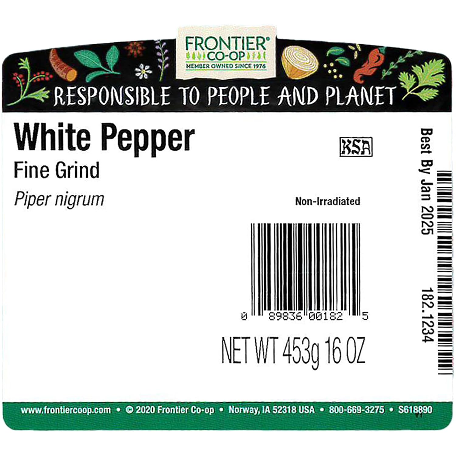 Frontier Pepper, White Fine Grind (40 Mesh), 16 Ounce Bag