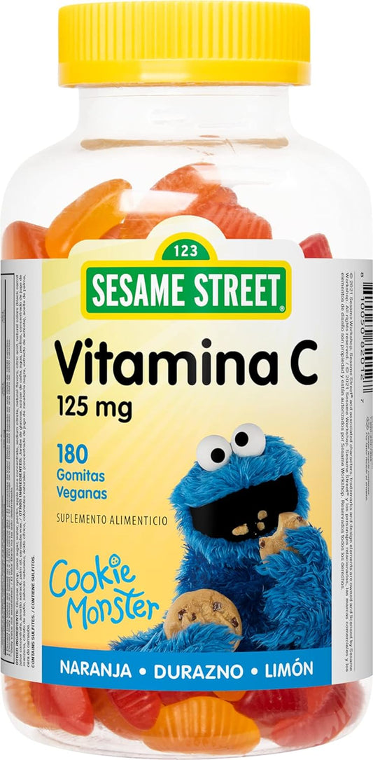 Webber Naturals Sesame Street Vitamin C Gummies for Kids, 125 mg of Vitamin C per Gummy, 180 Gummies, 6 Month Supply, Immune Support
