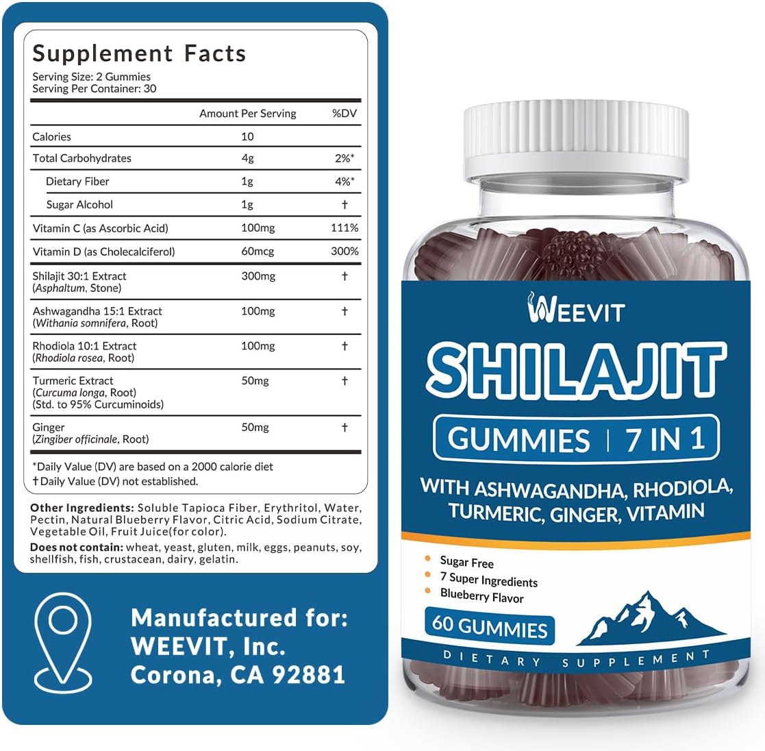Sugar Free Shilajit Gummies With 85+ Trace Minerals & Fulvic Acid, Shilajit For Men & Women, Himalayan Shilajit Supplement