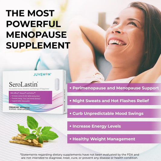 Juvenon Menopause Supplements For Women Mood Support, Hot Flashes Relief, Peri-Menopausal Support, Hormone Balance, Promote Calm, Energy, Clarity, Sleep, Natural Herbal Supplement, (20 Capsules)