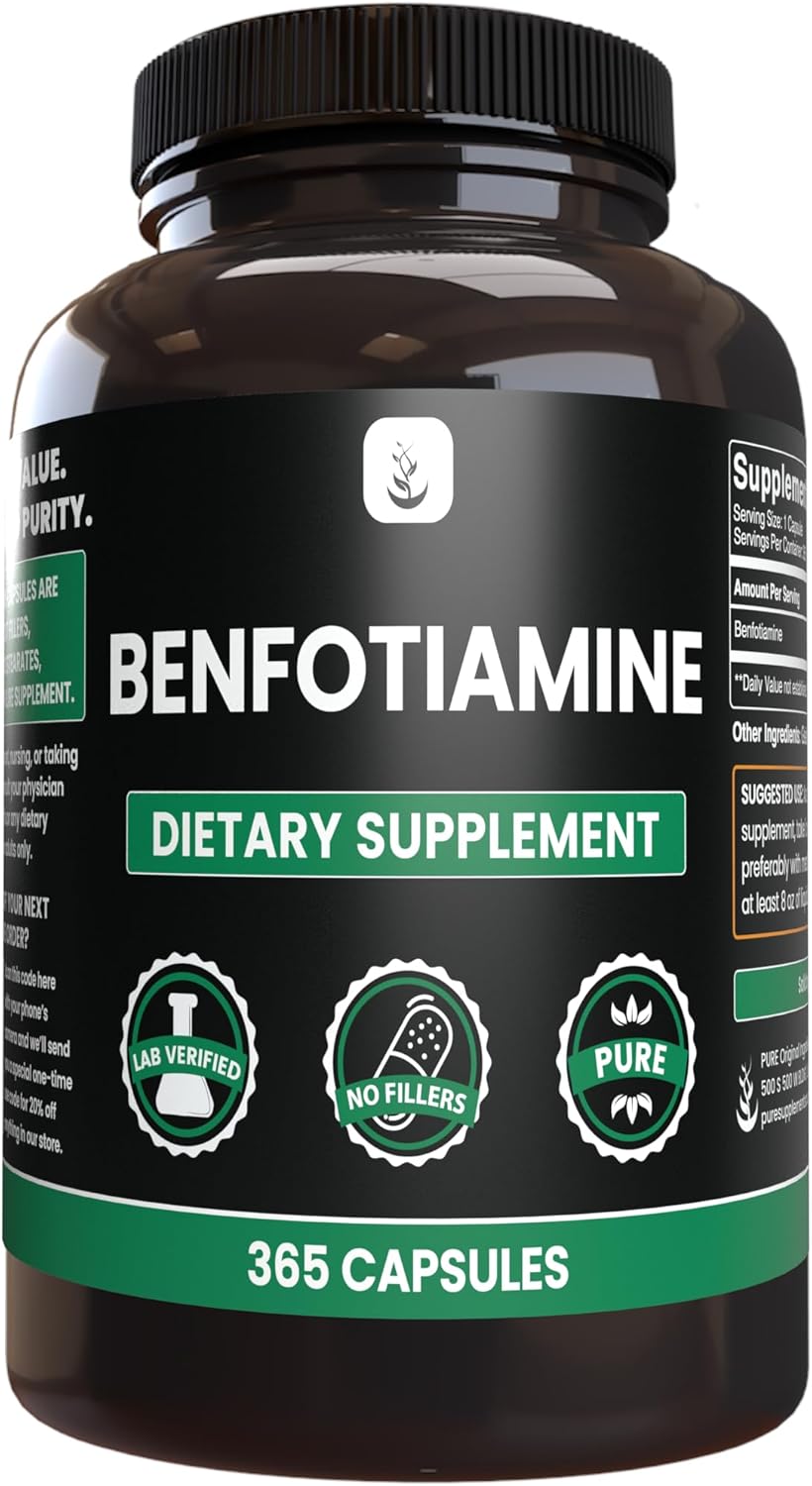 Pure Original Ingredients Benfotiamine (365 Capsules) No Magnesium Or Rice Fillers, Always Pure, Lab Verified