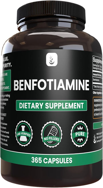 Pure Original Ingredients Benfotiamine (365 Capsules) No Magnesium Or Rice Fillers, Always Pure, Lab Verified