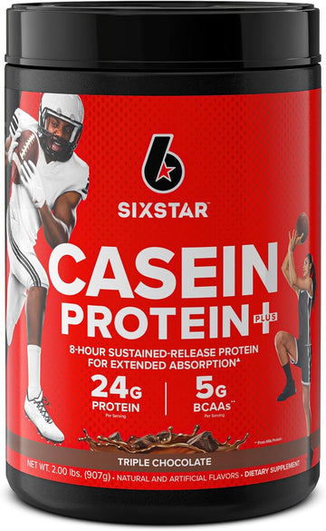 Six Star Casein Protein Powder Elite Casein Protein Powder | Slow-Digesting Micellar Casein Protein Powder For Muscle Gain | Triple Chocolate Protein Powder, 2 Lbs (26 Servings) (Package May Vary)