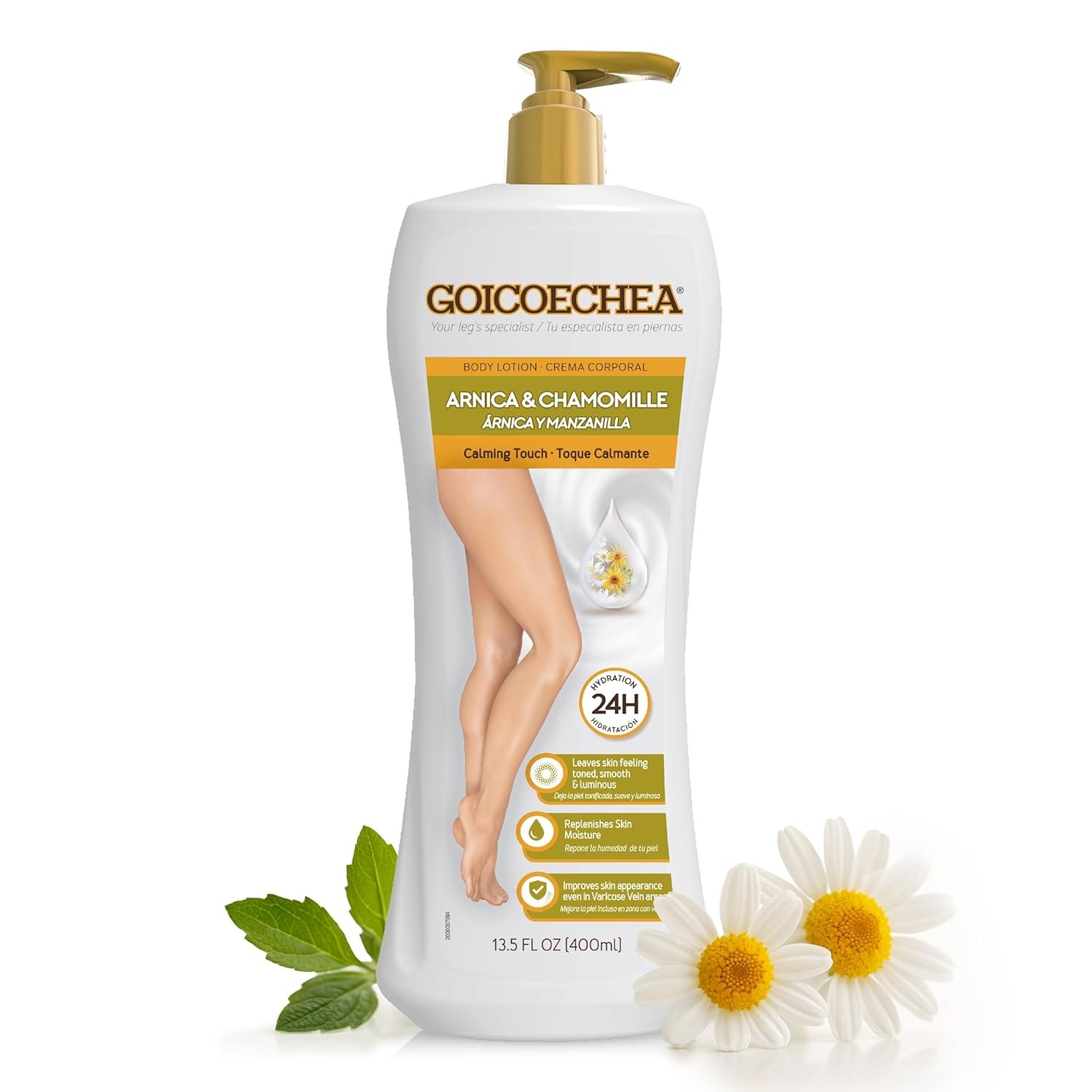 Goicoechea Calming Touch Body Lotion, Moisturizing Skin Care With Arnica & Chamomile, Improves Appearance Of Varicose Veins & Blemishes, Smooths & Tones, 13.5 Oz