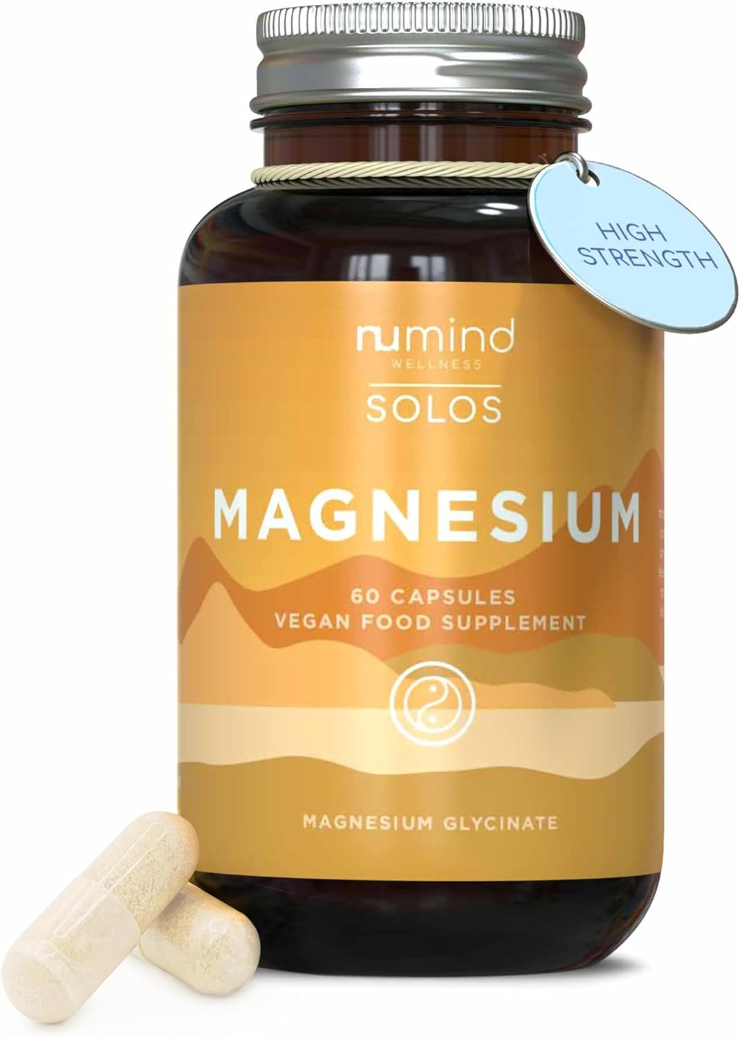 Nu Mind Natural Super Strength Magnesium Glycinate 1250Mg - 250Mg Pure Elemental Magnesium Supplement | Vegan Tablets | Bioavailability | 60 Capsules