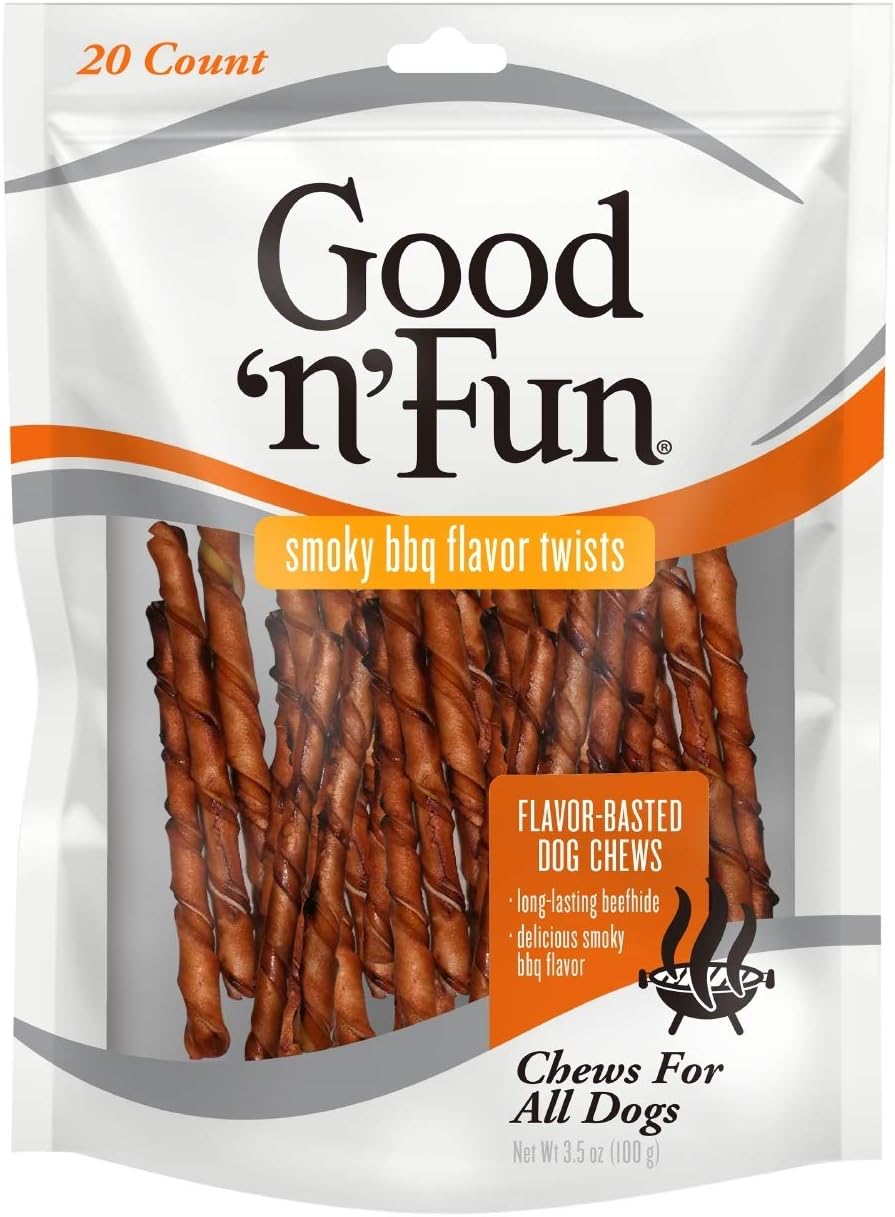 Good ‘N’ Fun Smoky Bbq Flavor Twists, Chews For All Dogs 20 Count (Pack Of 1)