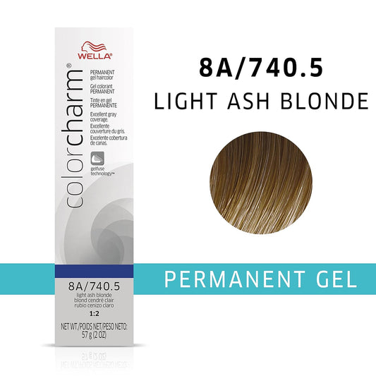Colorcharm Permanent Gel Hair Color For Gray Coverage, 8A Light Ash Blonde, 2 Oz