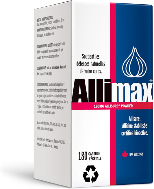Allimax 180Mg 180 Capsules. Supports Your Body’S Immune Function Through Natural Allicin, A Potent Organosulphur Compound Extracted From Clean And Sustainable Spanish Grown Garlic
