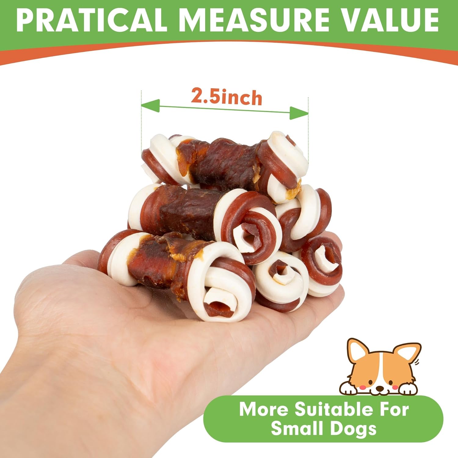 MON2SUN 2.5" Rawhide Free Dog Treats with Mixed Vegetables, Duck Wrapped Mini Knot Bones for Small Dogs, Healthy Dog Snakcs for Balanced Nutrition, 21.2oz : Pet Supplies