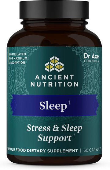 Ancient Nutrition Ashwagandha For Sleep Support, For Stress And Sleep Support, Promotes Mental Relaxation, Gluten Free, Paleo And Keto Friendly, 60 Capsules