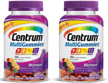 Centrum Women Multigummies (150 Count, Natural Cherry, Berry, Orange Avor) Multivitamin / Multimineral Supplement Gummies , 2 Pack