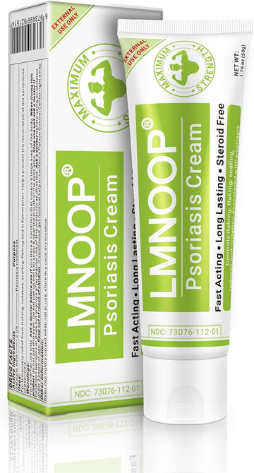 LMNOOP Psoriasis Cream, Maximum Strength Treatment Moisturizing Cream for Psoriasis, Dermatitis, Rash, Anti-Itch, Redness, Flaking, Scaling, Fast Acting Relief for Irritated, Dry Skin