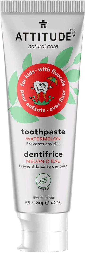 Attitude Toothpaste With Fluoride, Prevents Tooth Decay And Cavities, Vegan, Cruelty-Free And Sugar-Free, Watermelon, 4.2 Oz