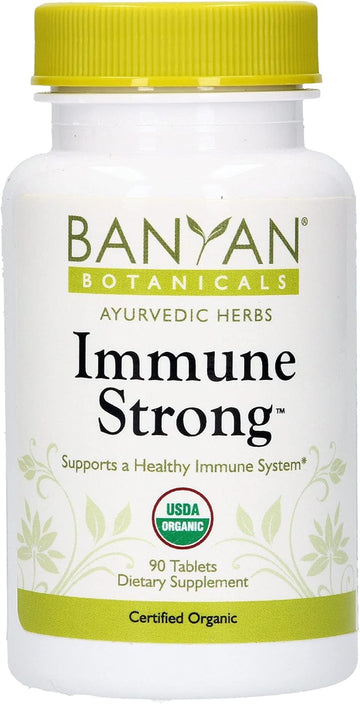 Banyan Botanicals Immune Strong – Organic Supplement with Turmeric & Tulsi ­­– Ayurvedic Immune Support That Strengthens The Body's Natural Defenses* – 90 Tablets – Non-GMO Sustainably Sourced Vegan