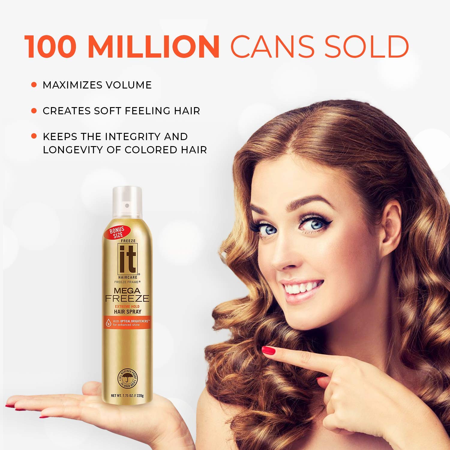 It Haircare Mega Freeze Extreme Hold Hair Spray | 7.75 Oz. | Vitamin B5 & Hydrolyzed Wheat Protein | Humidity Resistant | Optical Brighteners For Enhanced Shine | 24 Hour Hold Fast-Dry | Bonus 4 Pack : Beauty & Personal Care