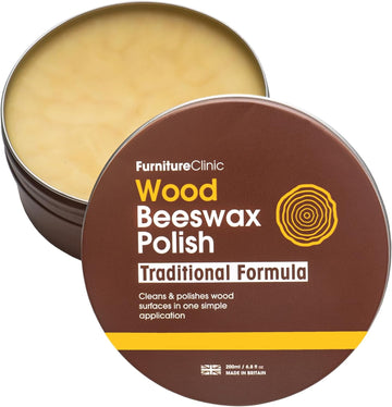 Furniture Clinic Premium Beeswax Polish (6.8oz/200ml) | Condition, Restore, Protect, & Waterproof Wood Furniture, Cabinets, and More | Natural Wax for all Wood Types & Colors - Oak, Teak, Dark & Light