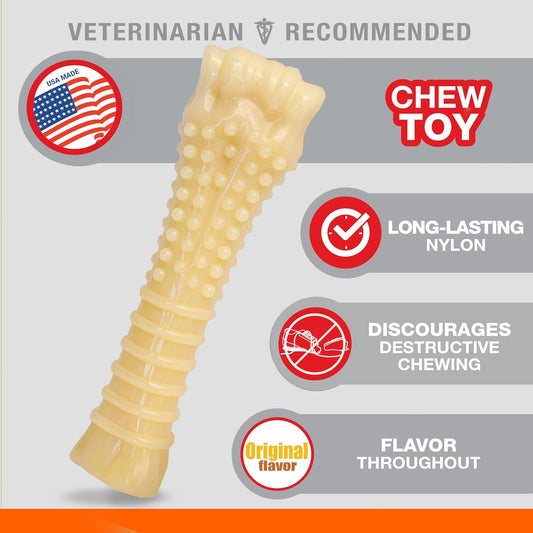 Nylabone Power Chew Textured Femur Bone Chew Toy For Dog, Indestructible Dog Toys For Aggressive Chewers Large Breed, Beef Flavor, X-Large/Souper (1 Count)