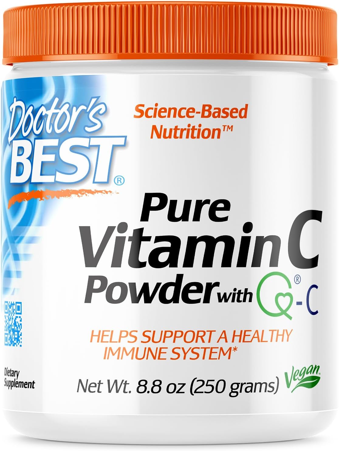 Doctor's Best Vitamin C Powder with Q-C, Healthy Immune System, Brain, Eyes, Heart and Circulation, Joints, Sourced from Scotland, 250G, 8.8 Ounce