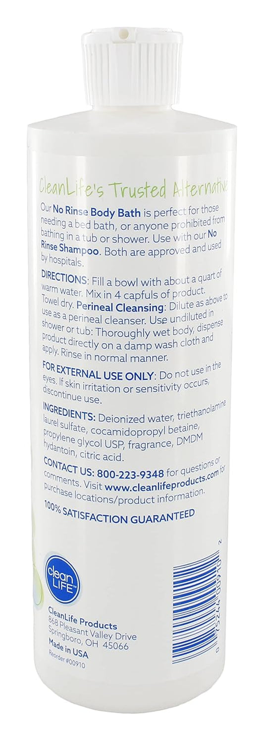 No-Rinse Body Bath, 16 Fl Oz - Leaves Skin Clean, Refreshed And Odor-Free, Rinse-Free Formula - Makes 16 Complete Baths