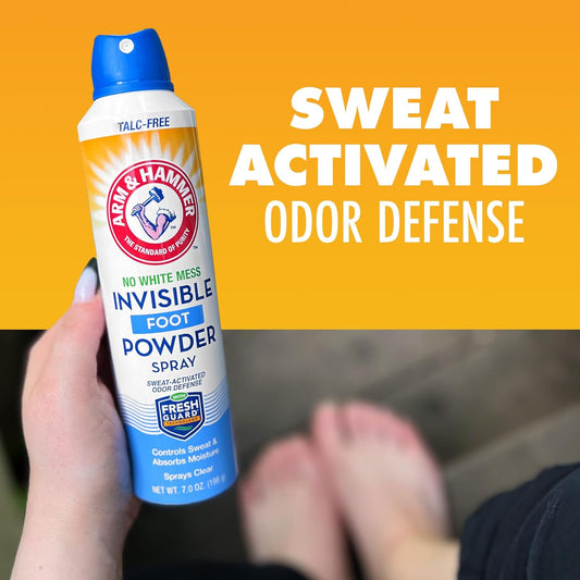 Arm & Hammer Invisible Foot Powder Spray, Clear Talc-Free Foot Odor & Sweat Control, Foot Spray Odor Eliminator Spray, Foot Odor Eliminator For Men & Women, Foot Odor Spray, 7 Oz (1 Pack)