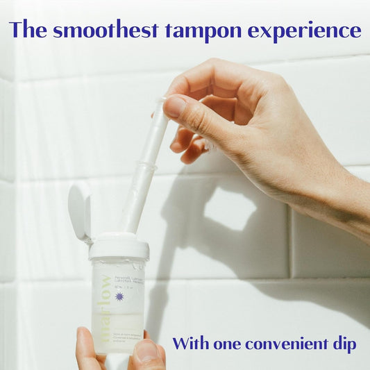 Marlow 100% Organic Cotton Easy Glide Tampons with Compact Applicator | Tampon Lubricant (40mL)