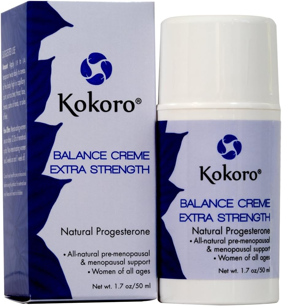 Kokoro Extra Strength Natural Progesterone Balance Crème – 1.7 Oz Pump, Menopause & Hormone Support, Paraben-Free