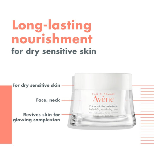 Avène Revitalizing Nourishing Cream, Ultra Nourishing Face Moisturizer, Non-Comedogenic 1.6 Fl Oz