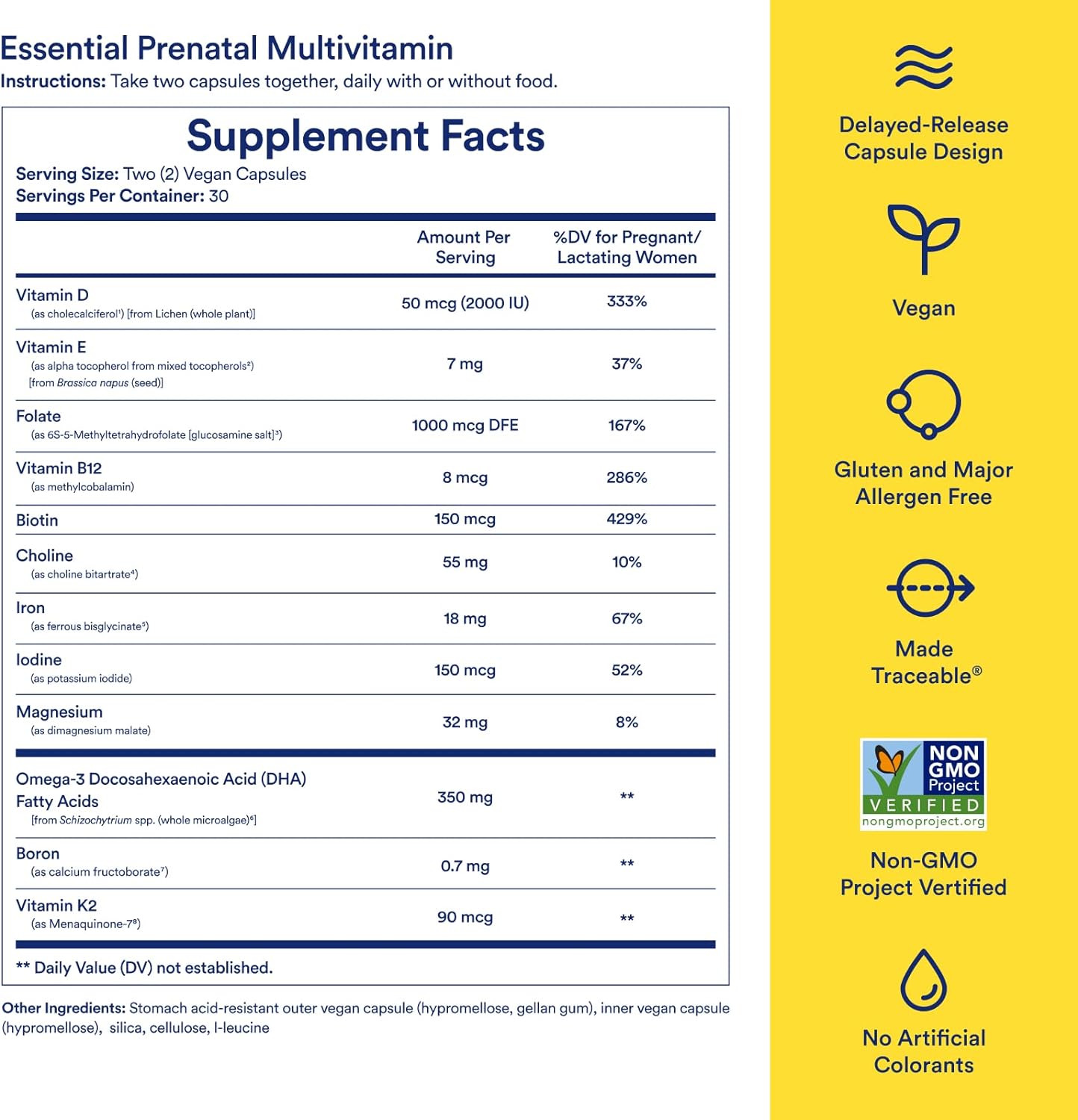 Ritual Essential for Women Prenatal Multivitamin: Folate & Choline for Neural Tube Support, Omega-3 DHA for Fetal Brain Development, Iron, Calcium-Helper D3 & K2, Non-GMO, Vegan, Mint, 30 Days : Health & Household